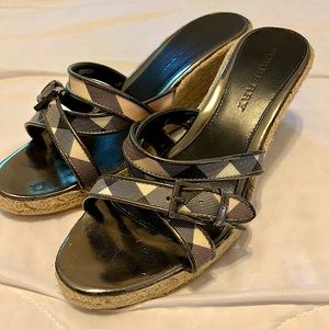 BURBERRY Espadrille Wedge Sandal - Nova Check - Size 41